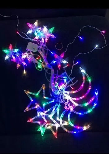 LUCES NAVIDAD CASCADA LUNA Y ESTRELLA 3M